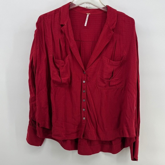 Free People Women's Erin's Oversized Button Up Shirt in Stolen Kiss Size XS NEW